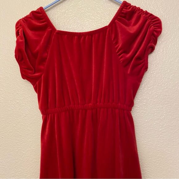 Soft red stretch velvet rhinestone winter fall Christmas Jumpsuit wide leg 10-12 - Picture 6 of 13